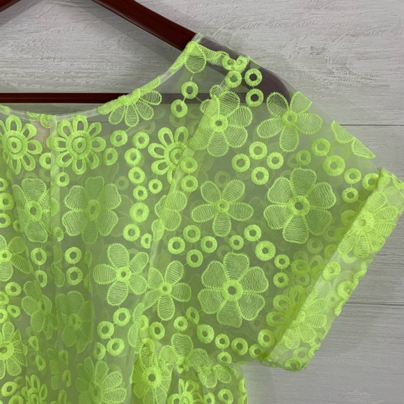 Meadow Rue Neon Yellow Eyelet Blouse - Picture 6 of 6